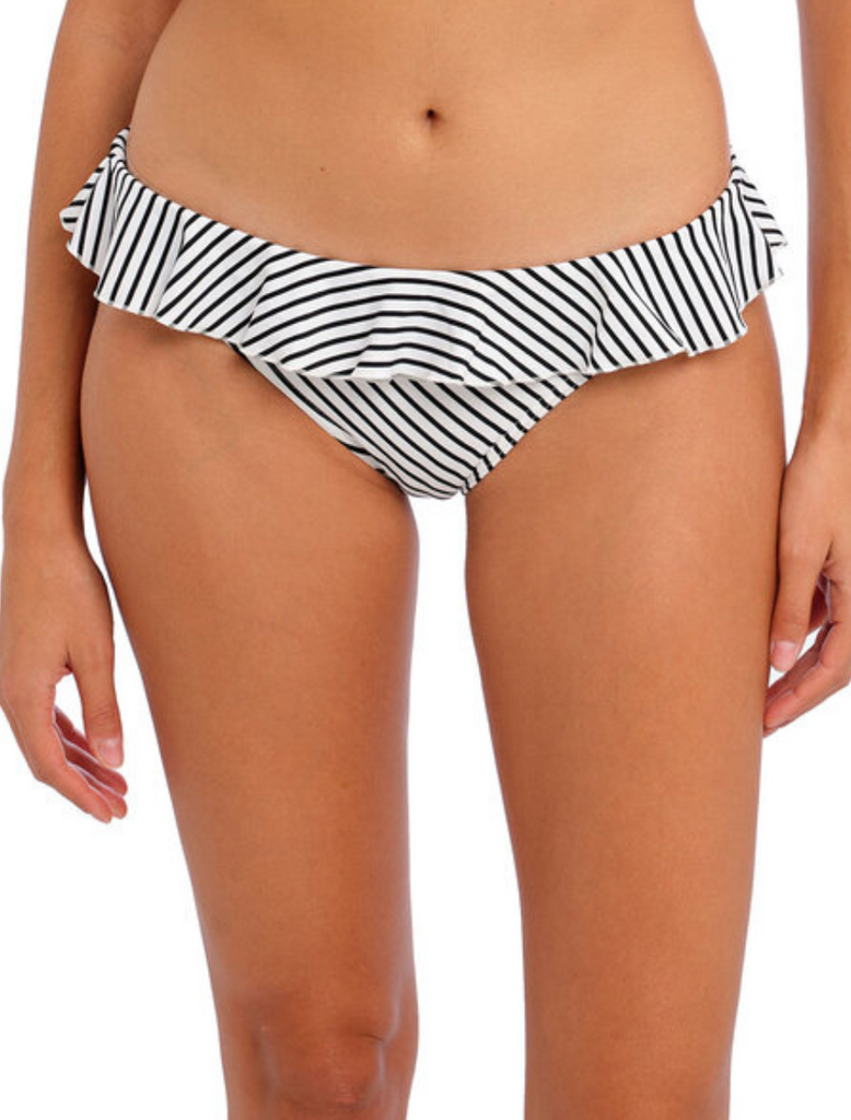Freya Jewel Cove Italini With Frill Swim Bottom Stripe Black | Stripe Black Freya Bikini Briefs With Frill
