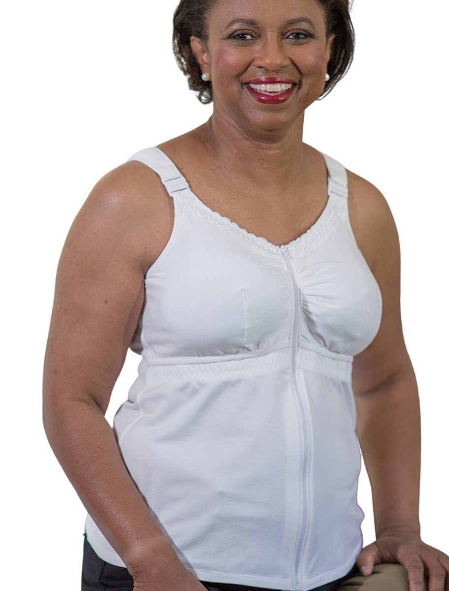 American Breast Care Post Surgical Camisole With Drain Management | Front  Fastening Mastectomy Bra