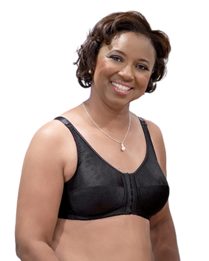 American Breast Care 123 Front Close Rose Contour Bra, Black | Black Front Closure Mastectomy Bras
