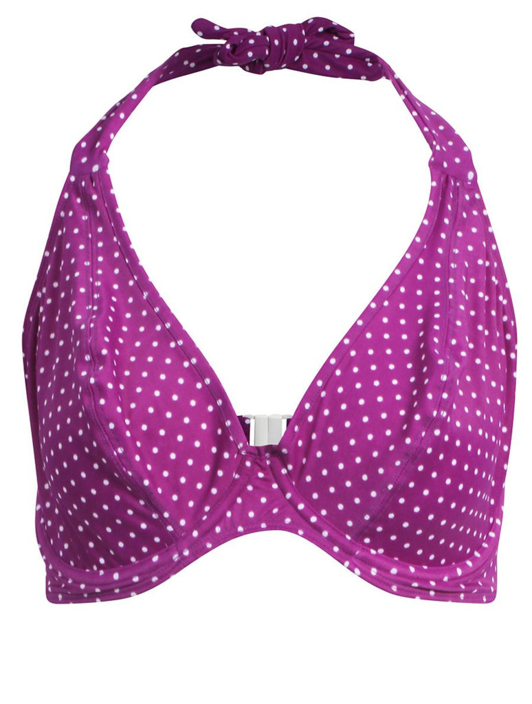 Bras & Honey Daisy Halter Bikini Top, Purple