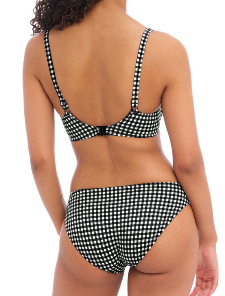Freya Check In Underwire Molded Bikini Top Black and White Check In Bras Honey USA