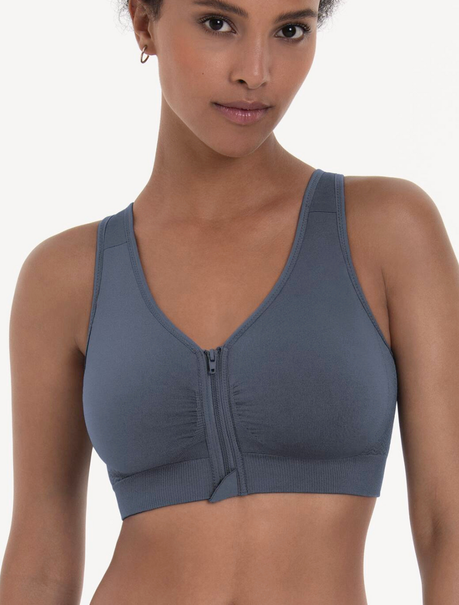 Anita Lynn Front Fastening Wire Free Bilateral Mastectomy Bra, Sky Gre ...