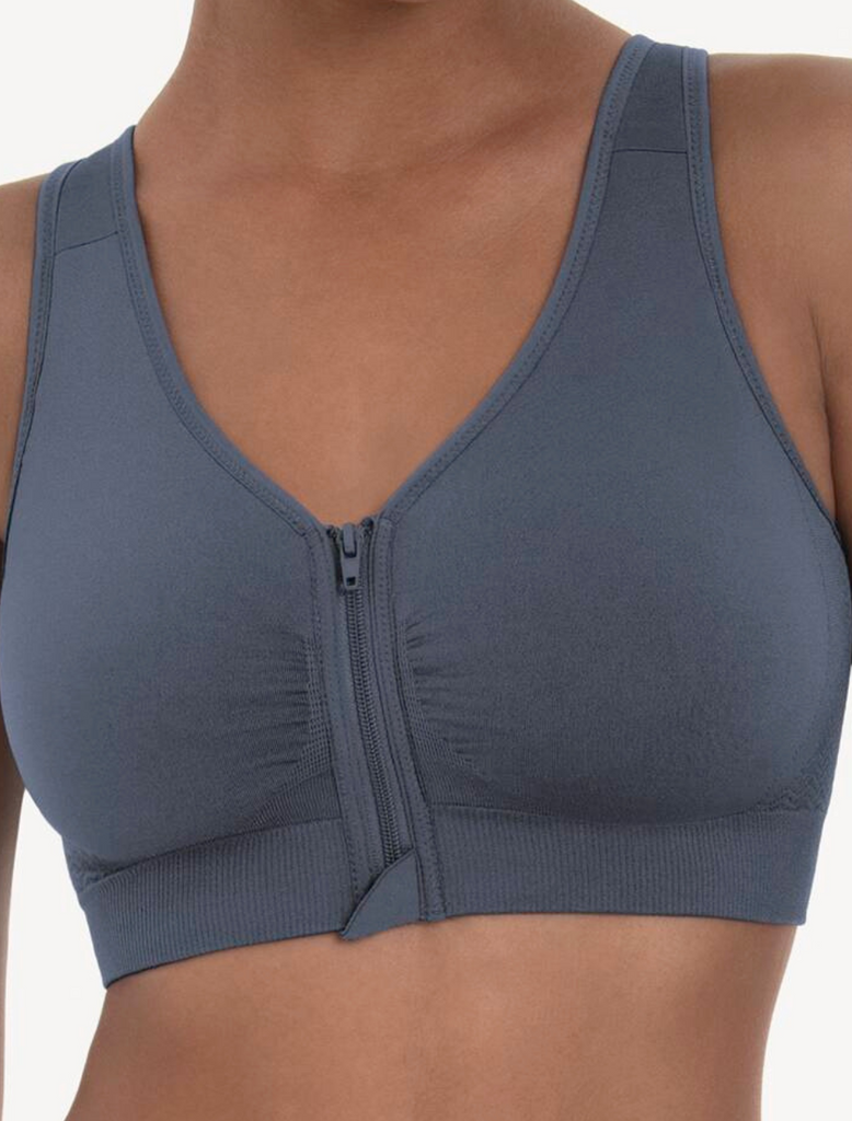 Anita Lynn Front Fastening Wire Free Bilateral Mastectomy Bra, Sky Gre ...