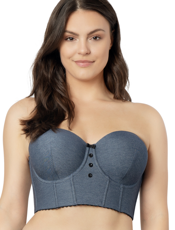 Parfait Dolly Longline Strapless Bustier, Blue | Dark Blue Strapless Bustier | Parfait Longline Strapless Bra