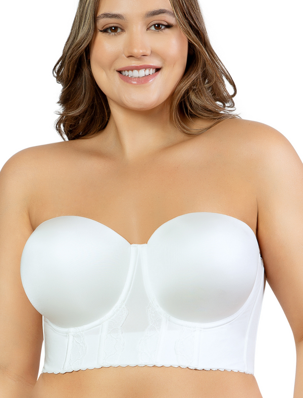 Parfait Elissa Longline Strapless Bustier, White| White Strapless Bustier | Parfait Elissa Longline Strapless Bra White