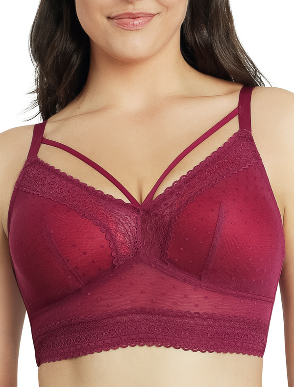 Parfait Mia Bra Wirefree Dot Bralette Padded, Blackberry  | Blackberry Parfait Padded Non-Wired Bralette | Blackberry Lace Bralette | Lounge Bra