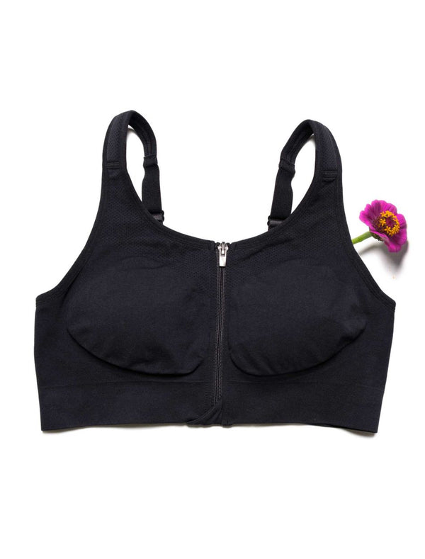 Prairie Wear Hugger Vida Wire-Free Compression Bra, Black|Black Compression Bra