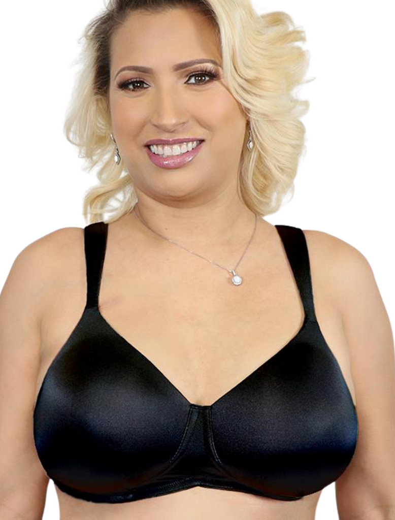 Mujer American Breast Care Sujetador tipo camiseta 516 Silhouette Negro | Sujetador tipo camiseta para mastectomía negro | Sujetadores tipo camiseta con bolsillos