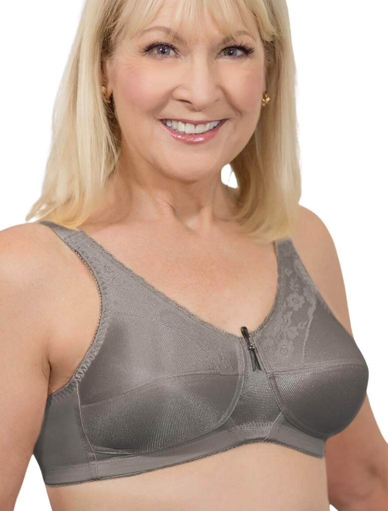 Sujetador de mastectomía suave de encaje ABC American Breast Care, gris | Sujetador Mastectomía Gris ABC | Mastectomía America Sujetador de copa suave de encaje para cuidado de senos