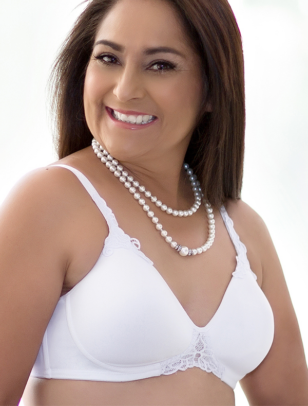American Breast Care 105 Petite T-Shirt Bra White | White Post Surgery Bra | White Pocketed Mastectomy Bras
