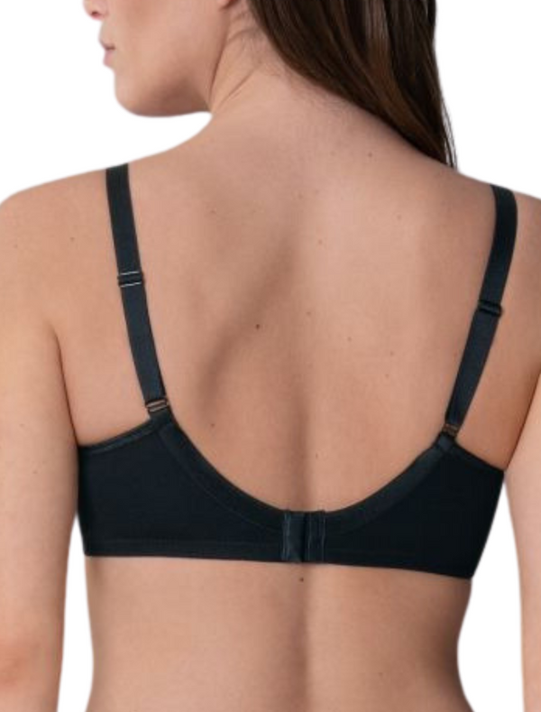 Anita Allie Cotton Mastectomy Bra, Black | Black Cotton Mastectomy Bra | Cotton Pocketed Bra