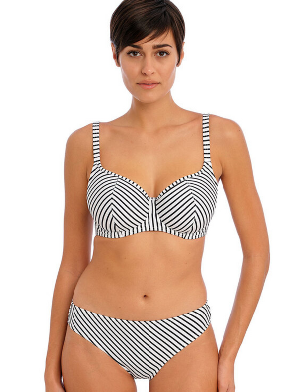 Freya Jewel Cove Underwire Sweetheart Padded Bikini Top, Stripe Black | Stripe Black Padded Bikini Tops | Freya Underwire Bikini