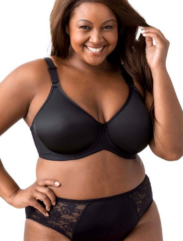 Elila Molded Spacer Underwire Microfiber Full Coverage Bra, Black | Full Cup Molded Spacer Bra | Elila Underwire Bra