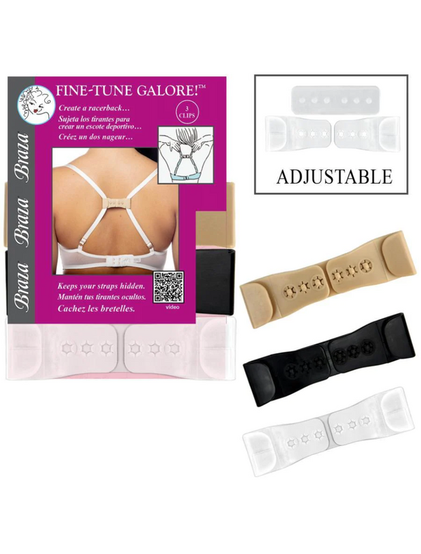 Braza Fine Tune Racer Back Converter, Clear | Bra Racerback Clips | Adjustable Racerback Clips