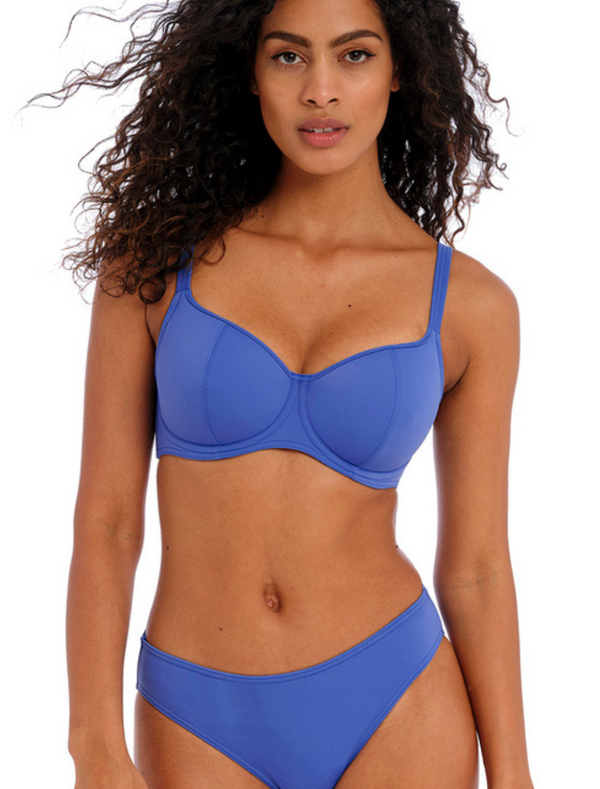 Freya Jewel Cove Underwire Sweetheart Padded Bikini Top, Plain Azure | Plain Azure Blue Freya Bikini Top
