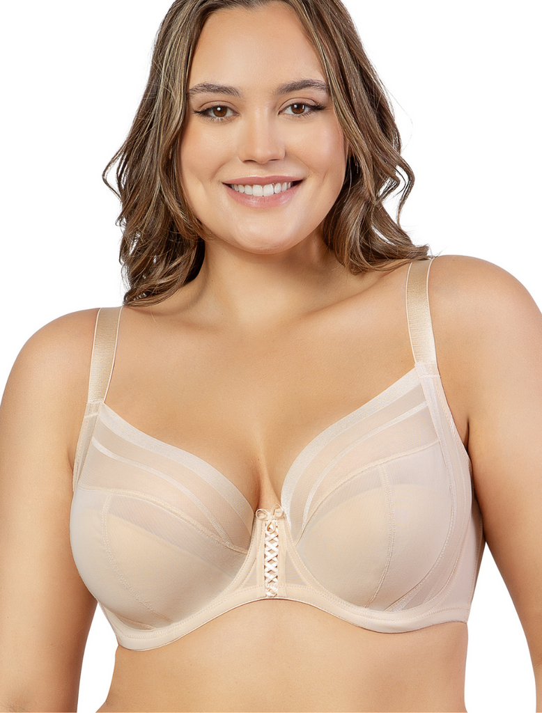Women's Bra Full Coverage Underwire Support Unlined Plunge Front Closure  Bras Plus Size (Color : Pink, Size : 44F)