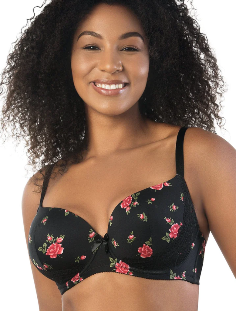 Printed Microfibre Front-Closure Plunge Bra with Lace Back