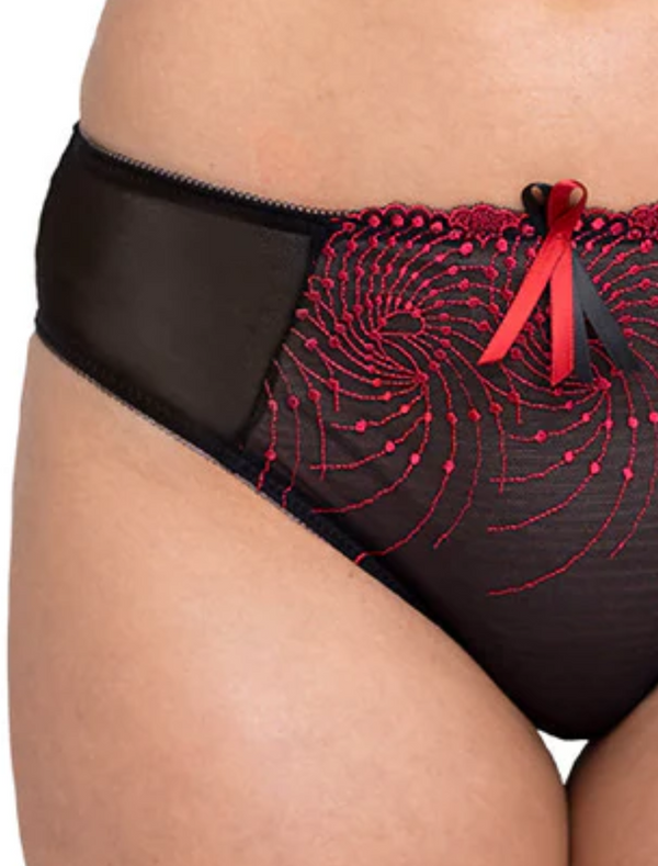 Fit Fully Yours Nicole Bikini Brief Panties, Black Red