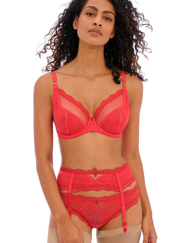 Freya Fatale Bra Underwire Plunge Bra in Chilli Red | Red Plunge Bras