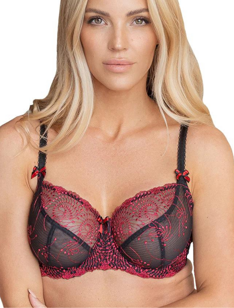 Fit Fully Yours Nicole See-Thru Underwire Lace Bra, Black Red | Black Red Fit Fully Yours Nicole Bra