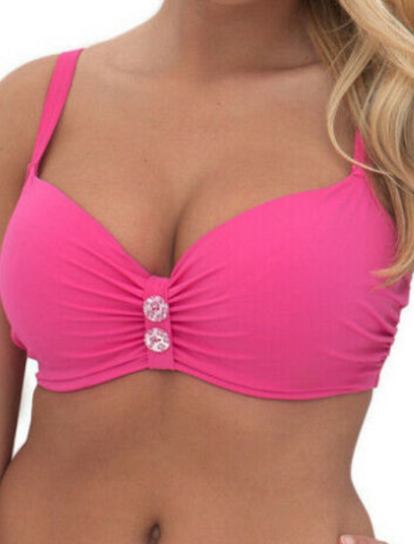 Curvy Kate Luau Love Padded Balcony Bikini Top, Flamingo