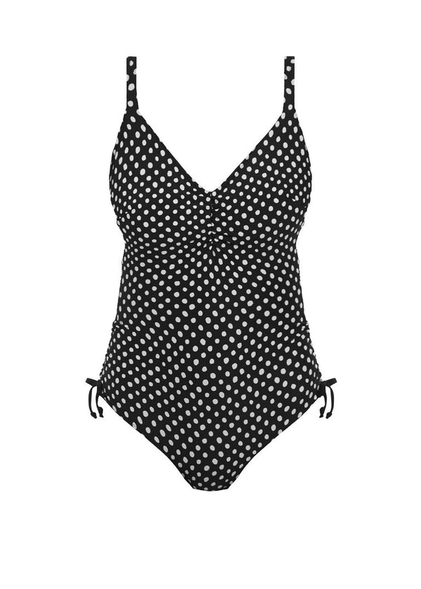 Fantasie Santa Monica Swim Suit Underwire V-Neck One Piece With Adjustable Leg, Black White