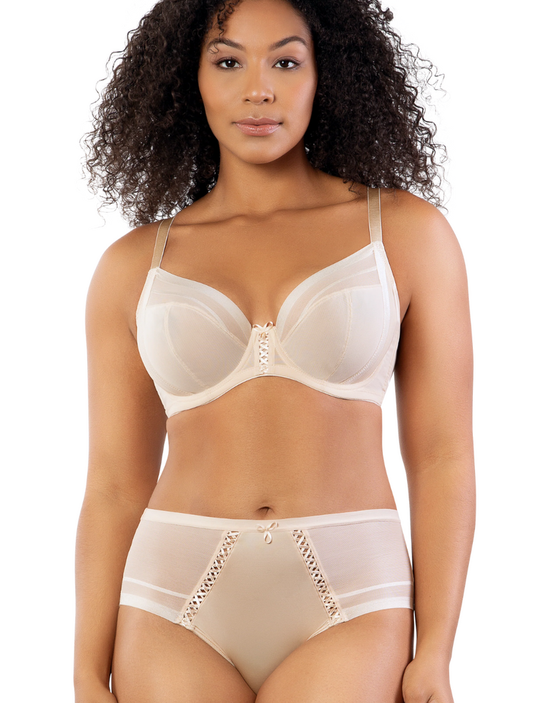 Buy A-GG White Luxury Lace Full Cup Underwired Bra - 34DD