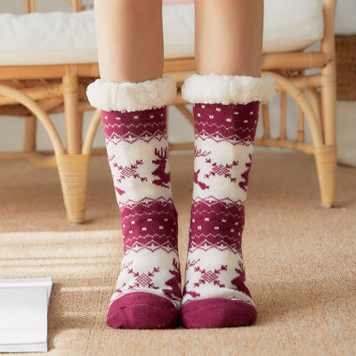 Women's Slipper Socks With Grippers Burgundy