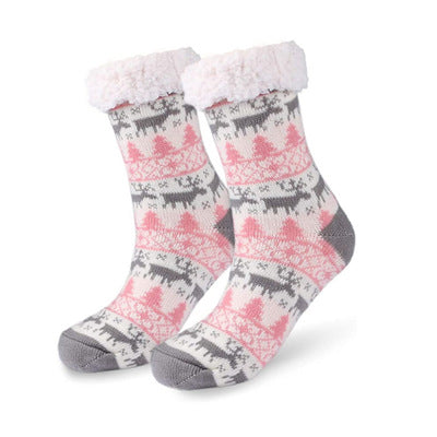 Calcetines tipo pantufla de mujer con pinzas rosa