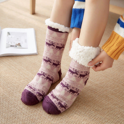 Women's Slipper Socks With Grippers Purple