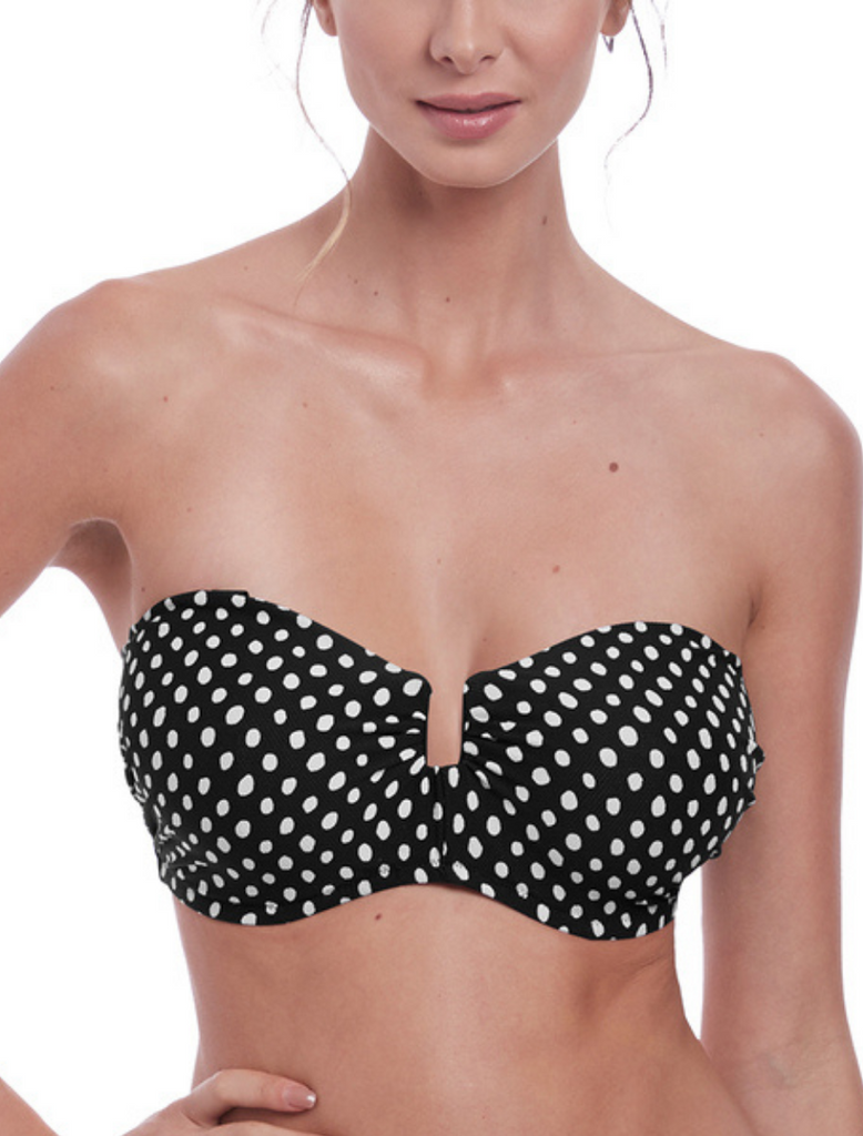 Top de bikini bandeau multiposición con aros Santa Monica de Fantasie, negro