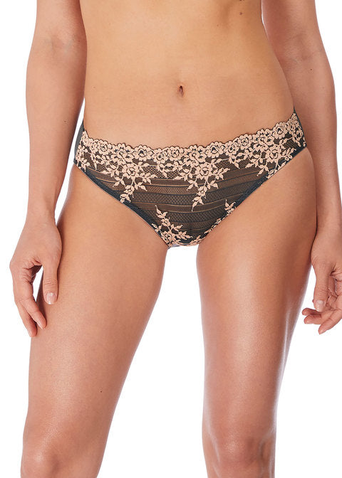 Wacoal Embrace Lace Bikini Panties, Ebony / Shifting Sand