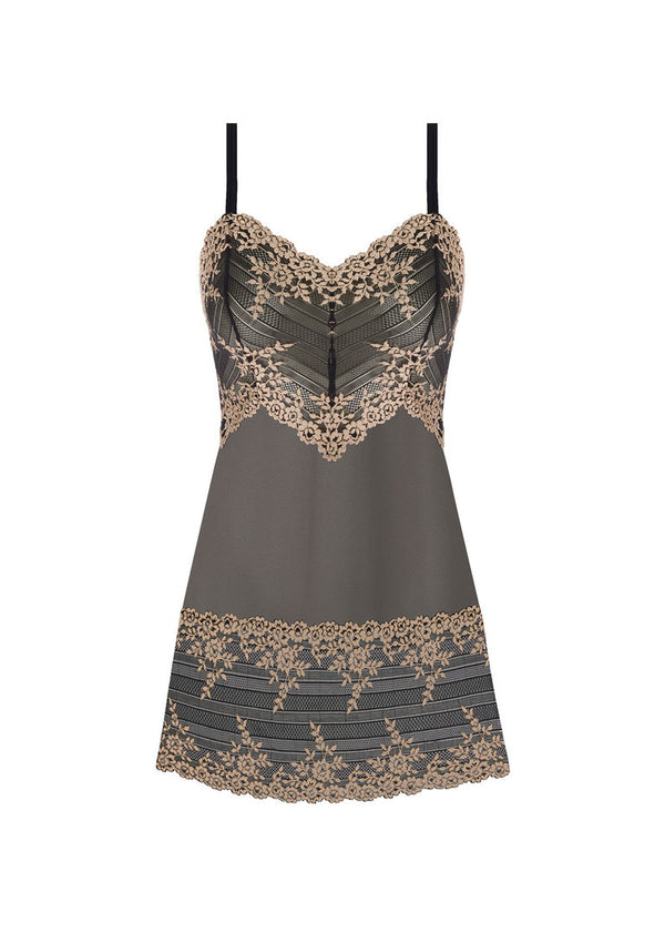 Wacoal Embrace Lace Chemise, Ebony / Shifting Sand