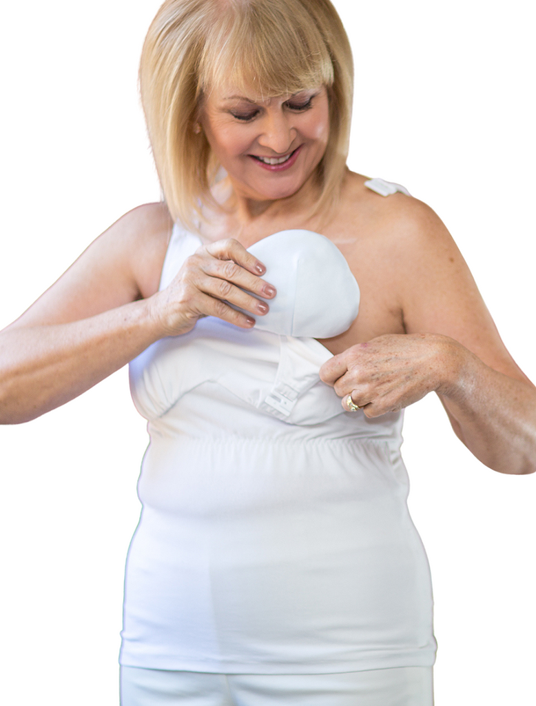 American Breast Care Post Surgical Camisole With Drain Management, Whi