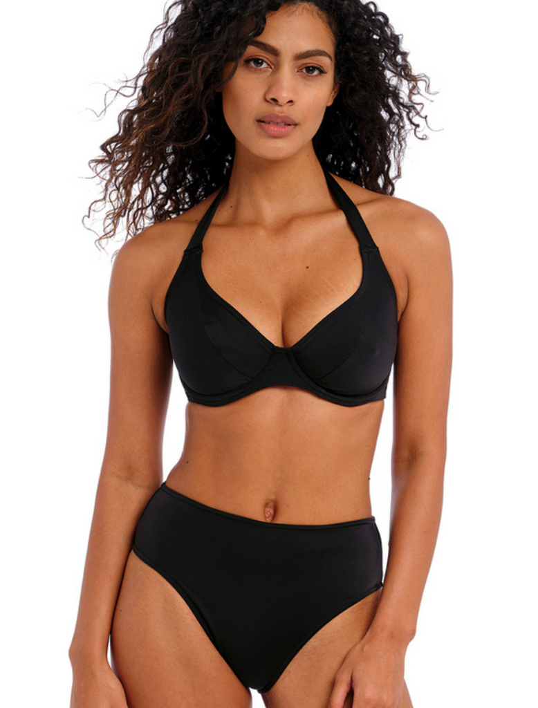 Freya Jewel Cove Underwire High Apex Bikini Top With J Hook, Black Pla –  Bras & Honey USA