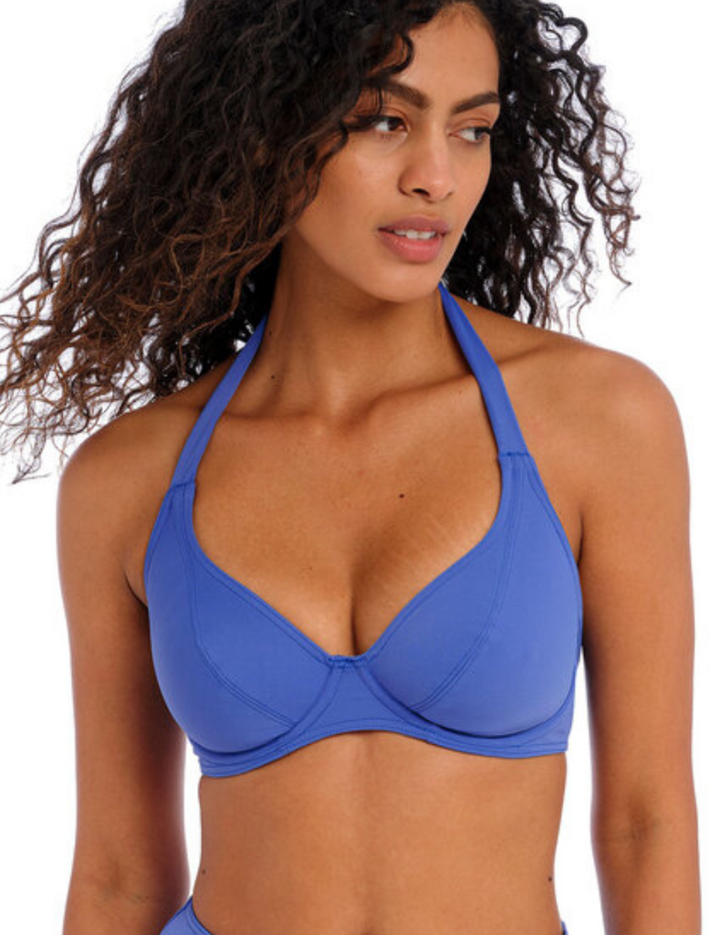 Freya Jewel Cove Underwire Banded Halter Bikini Top, Plain Azure | Azure Freya Halter Bikini Top
