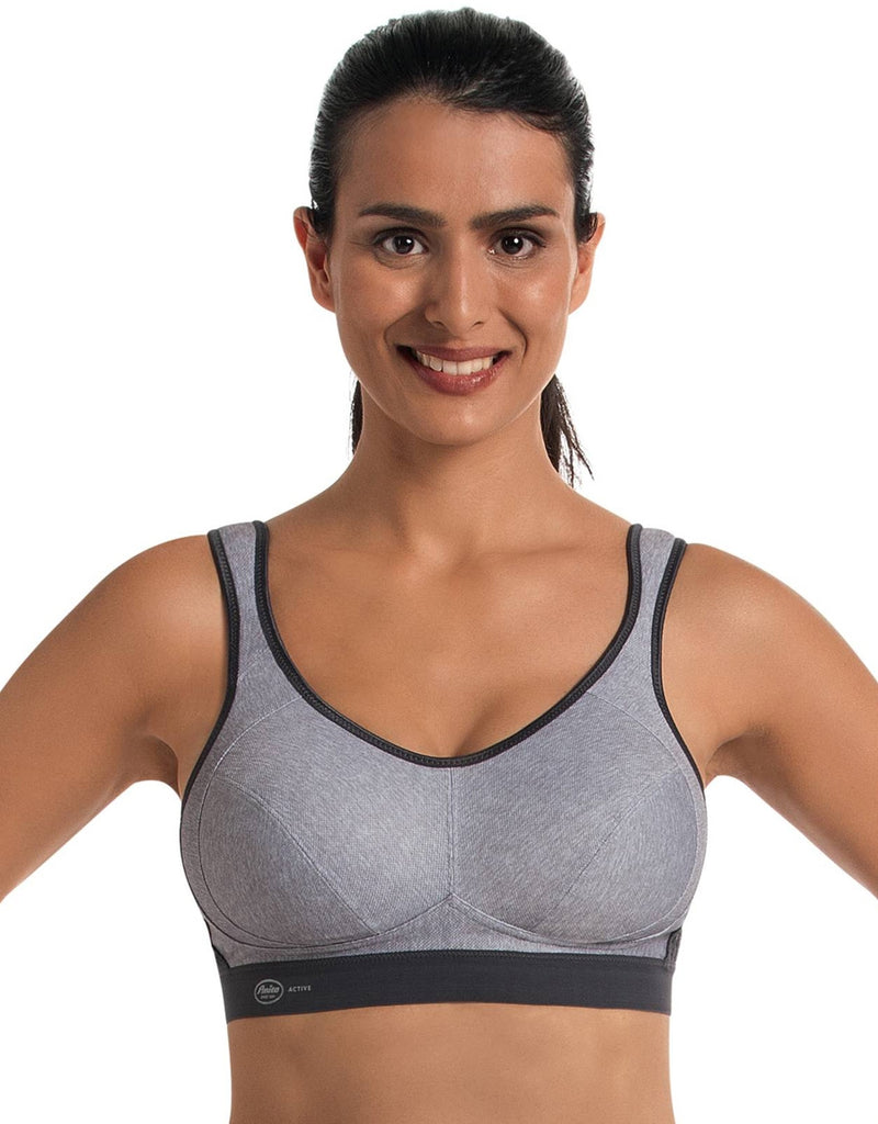 The Anita Maximum Support and Extreme Control Wire Free Sports Bra in  Heather Grey
