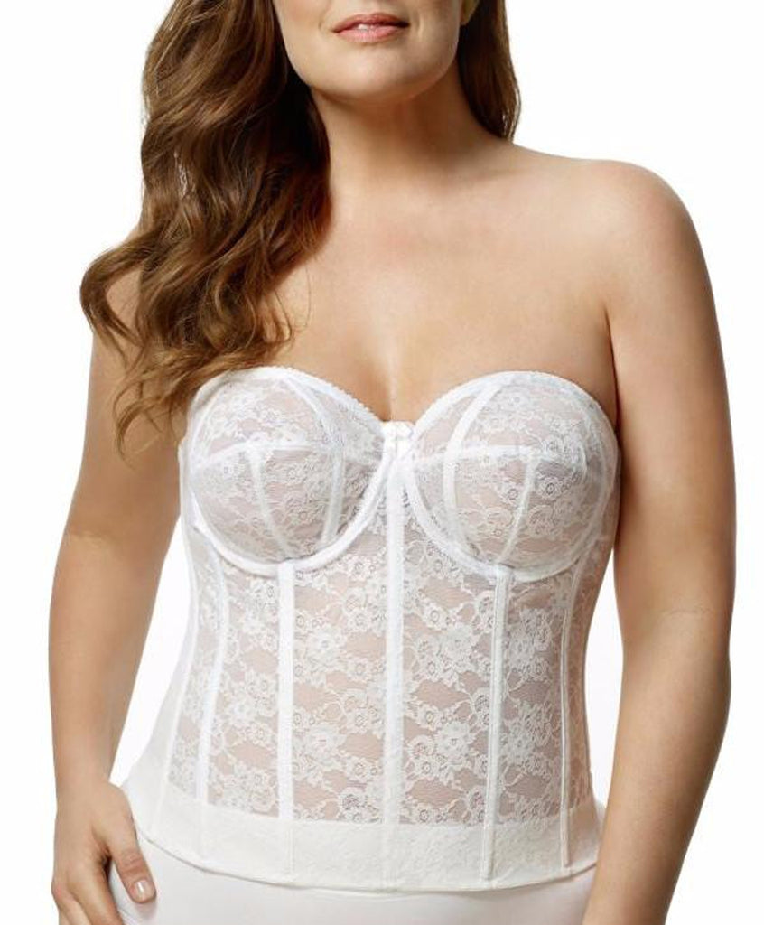 Elila Lace Strapless Longline Bra 6621 - White, 38C Elila Lace Strapless Longline Bra 6621 - White, 38C