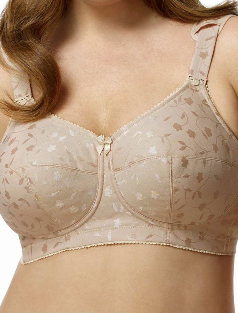 Womens Full Coverage Floral Underwire Non Padded Lace Bra Plus Size  Lingerie 46J Beige