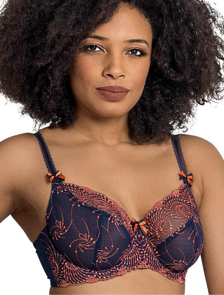 Fit Fully Yours Nicole See-Thru Underwire Lace Bra, Navy Coral | Navy Blue Fit Fully Yours Nicole Bra