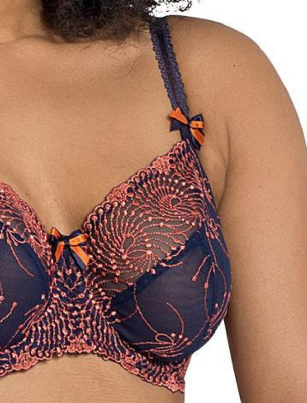 Fit Fully Yours Nicole See-Thru Underwire Lace Bra, Navy Coral | Navy Blue Fit Fully Yours Nicole Bra