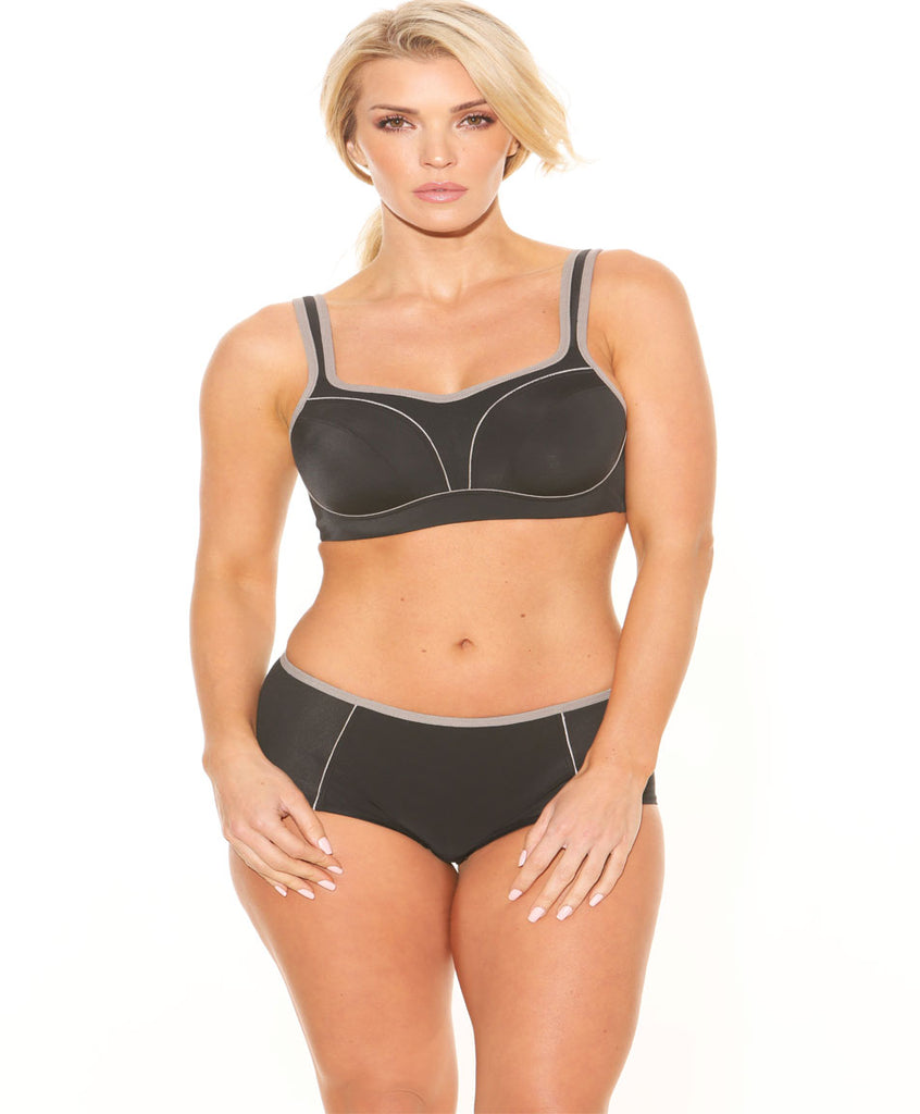 Fit Fully Yours Pauline Underwire Sports Bra, Black and Grey – Bras & Honey  USA