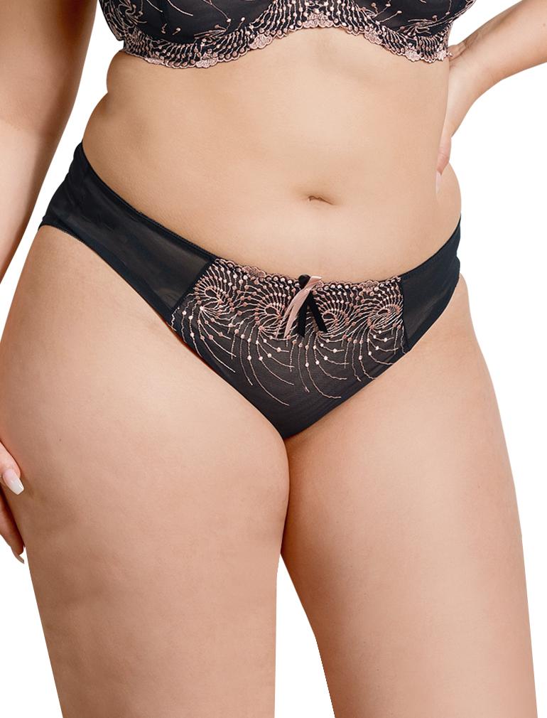 Fit Fully Yours Nicole Bikini Brief Panties, Black and Rose Gold