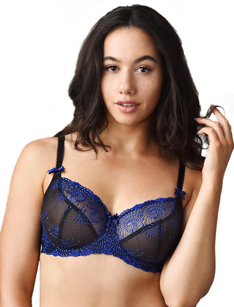 Fit Fully Yours Nicole See-Thru Underwire Lace Bra, Black Cobalt | Black Fit Fully Yours Nicole