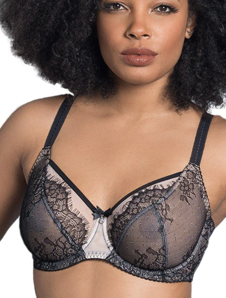Fit Fully Yours Ava See Thru Lace Bra, Black