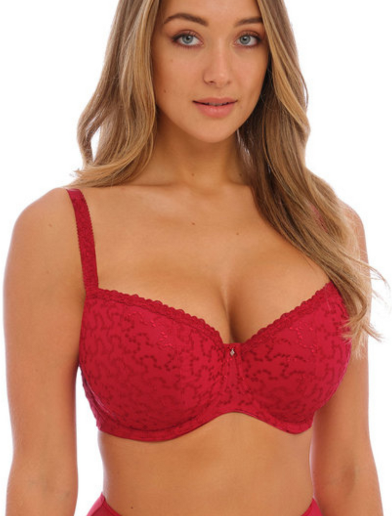 Fantasie Ana Underwire Padded Half Cup Bra, Red | Red Padded Bras