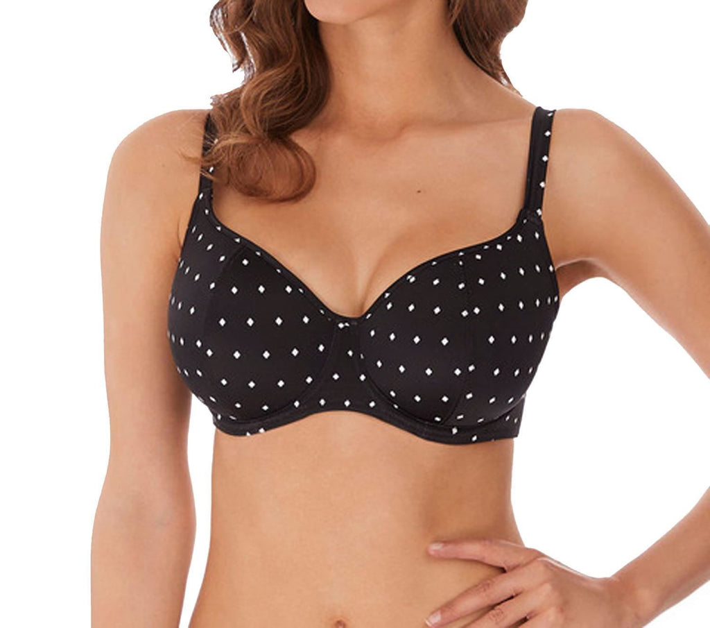 Freya Jewel Cove Top de bikini acolchado con forma de corazón y aros, negro