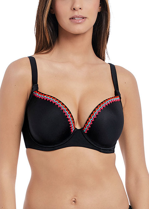 Freya Mariachi Top de bikini moldeado con aros Deco, negro