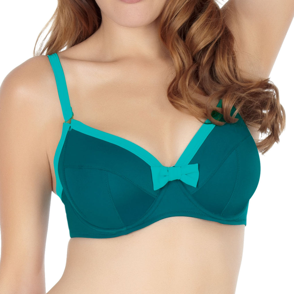 Top de bikini estilo balconette Panache Isobel, verde esmeralda
