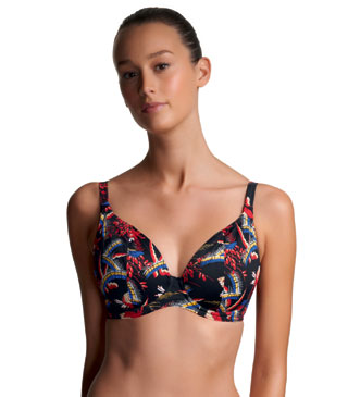 Top de bikini escotado con aros Freya Phoenix, negro